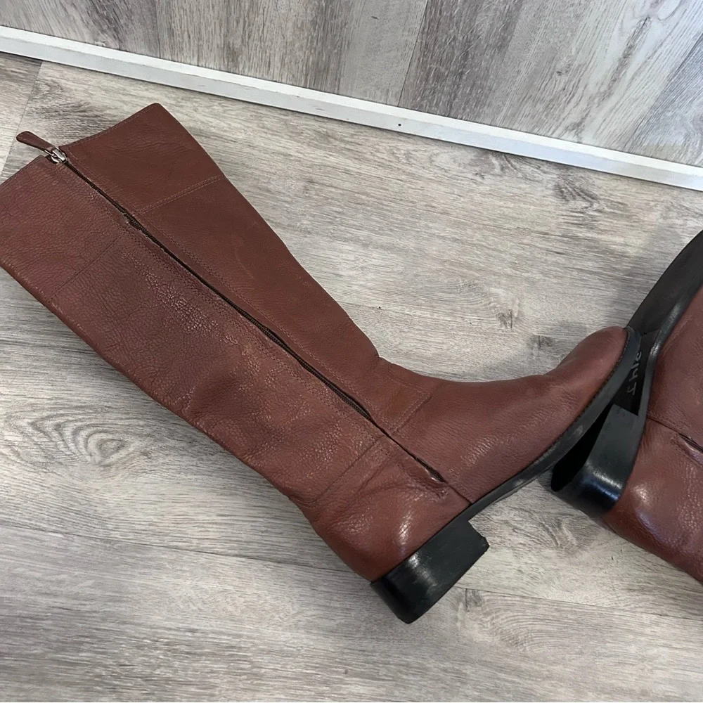 Tory Burch Jolie Tall Riding Boots Womens 9.5  Brown Pebbled Leather Equestrian
